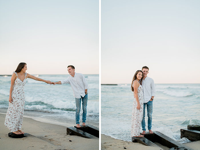 asbury park engagement photographer, couple, beach